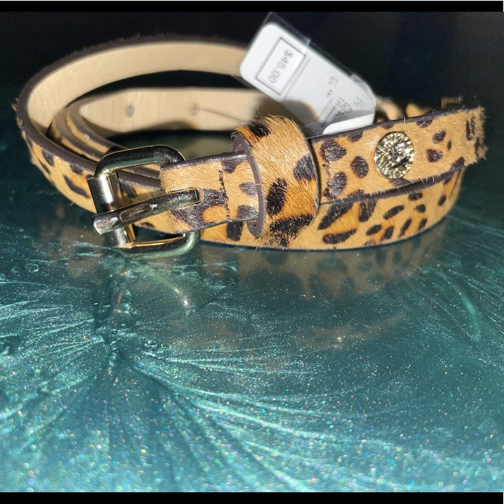 Anne Klein Pony Hair Leopard Print Belt Size Large NWT